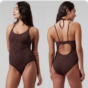 NWT Athleta Keyhole brown one piece